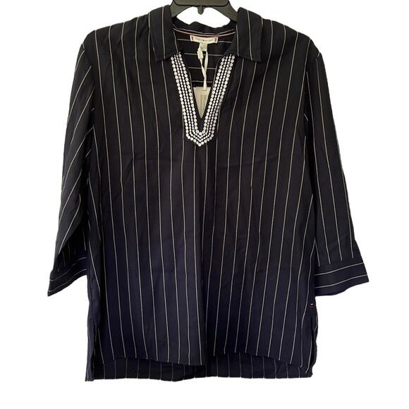 Tommy Hilfiger Navy Striped V-Neck Tunic - Picture 1 of 10